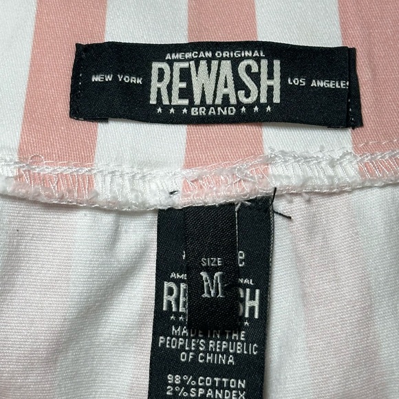 Rewash Brand Striped Coral Pink and White Juniors/Women Shorts - Picture 3 of 5